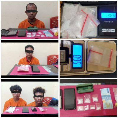 1 Hari, 1 Bandar Dan 3 Pengedar Jenis Sabu Di Ringkus Tim Opsnal Sat Narkoba Polres Pelalawan