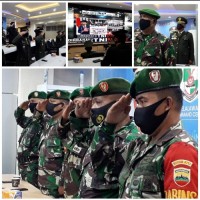 Upacara HUT TNI Ke 75 Secara Virtual,Kodim 0313/KPR Koramil Se-Kabupaten Pelalawan Berjalan Hikmah