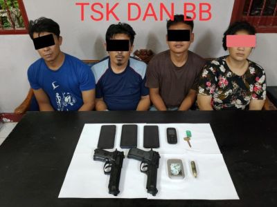 4 Orang,Diduga TP Bersenjata air soft Gun di Tangkap Reskrim Polsek Mandau