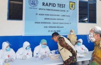 Antisipasi Penyebaran Covid-19, Pemkab Sergai- PT Aqua Farm Nusantara Rapid Test 2.200 Karyawan
