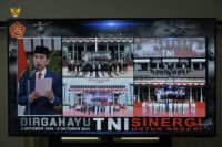 Presiden RI Joko Widodo Pimpin Apel Upacara Memperingati HUT TNI Ke 75 
