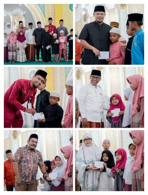 Camat Mandau Berikan Santunan  Anak Yatim di Lingkungan Masjid Besar Arafah Duri