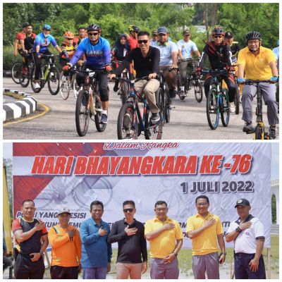 Hari Bhayangkara ke 76, Kapolres dan Bupati Rohil bersepeda Santai