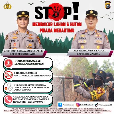 Kapolres Bengkalis Melalui Kapolsek AKP Primadona  Himbauan Karhutla kepada masyarakat