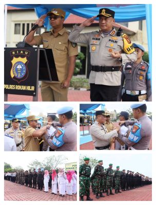 KAPOLRES ROHIL BERSAMA WAKIL BUPATI PIMPIN APEL  PASUKAN OPERASI KETUPAT LANCANG KUNING 2026