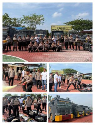 KAPOLRES ROKAN HILIR CEK KESIAPAN PERALATAN DALMAS DAN RANMOR HADAPI SITUASI NASIONAL