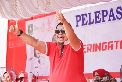 Pawai Pembangunan Hari Kemerdekaan Republik Indonesia ke-77 di Kecamatan Mandau