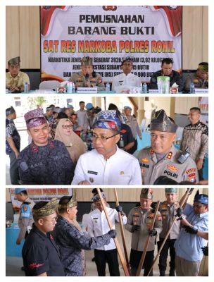 Polres Rokan Hilir Musnahkan Hampir 4 Kg Sabu, Ribuan Ekstasi dan Happy Five