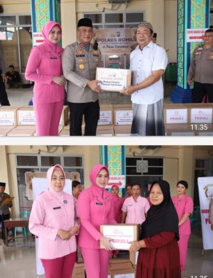Polres Rokan Hilir Salurkan 40 Paket Sembako untuk Kaum Dhuafa di Bulan Ramadhan 1447 H