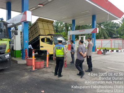 Polsek Aek Natas Lakukan Patroli dan Monitoring Ketersediaan BBM di Wilayah Hukum Labuhanbatu Utara