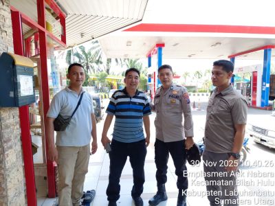 Polsek Bilah Hulu Pastikan Ketersediaan BBM Aman, Laksanakan Monitoring SPBU di Wilayah Hukumnya